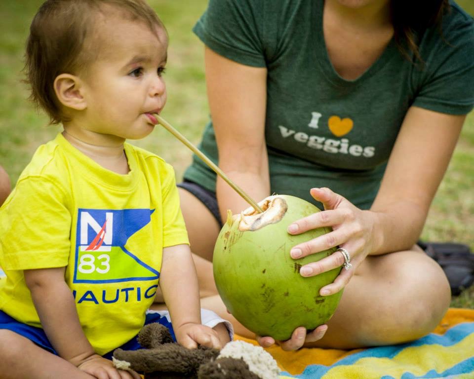 Sage drinking a coconut FitMomma